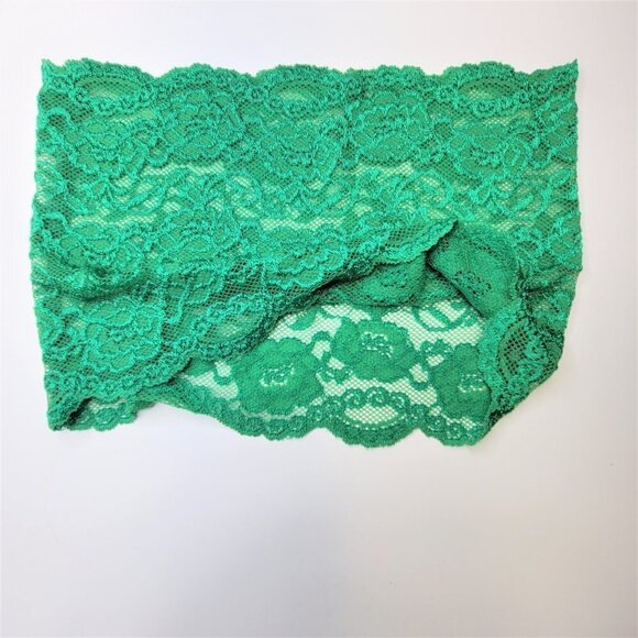 Green See Through Elastic Lace Bandeau Strapless Lace Tube Top Lace Crop Top - Picture 3 of 7